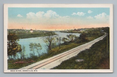 Rock River Janesville Wisconsin WB Postcard