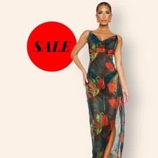 Pretty Little Thing Sheer Maxi Floral Dress XS 2