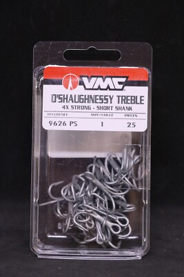 VMC 9626PS Perma Steel O'Shaughnessy Treble Hooks 4X - Size 1 - Short Shank