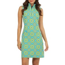 IBKUL Scarlet Mock Neck Dress M L Sleeveless Turquoise Golf Tennis Womens NEW