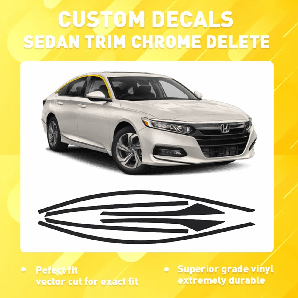 Black Chrome Delete Blackout Window Trim Fit For 2018-2022 Honda Accord Sedan US