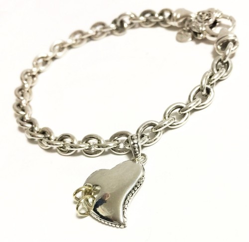 SCOTT KAY 7.5" 16g Sterling Silver Heart 14k Gold Rings Charm Bracelet Women NWT - Picture 3 of 14