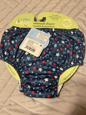 I Play. By Green Sprouts Baby Snap Reusable Swim Diaper - Navy, Size 4T, Patented 3-Layer Design - View #12