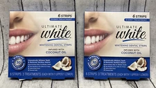 2 Packs Ultimate White Whitening Dental Strips Infused W/Coconut Oil 6 Strip Ea.