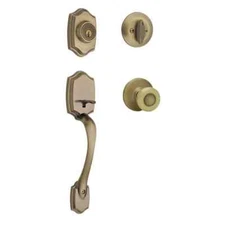 Kwikset Belleview Antique Brass Single Cylinder Door Handleset w/Tylo Door Knob