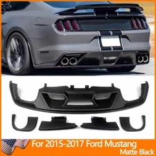 Fits 2015-2017 Ford Mustang GT500 Style Matte Rear Bumper Lip Quad/Dual Diffuser