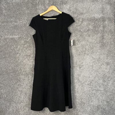Anne Klein Dress Womens 10 Black Short Sleeve Scoop Neck Drop Waist Zip Closure | eBay Anne Klein Dress Womens 10 Black Short Sleeve Scoop Neck Drop Waist Zip Closure | eBay