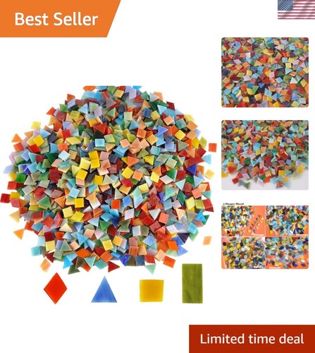 1600 Vibrant Glass Mosaic Tiles - Assorted Colors & Shapes for Creative Crafts