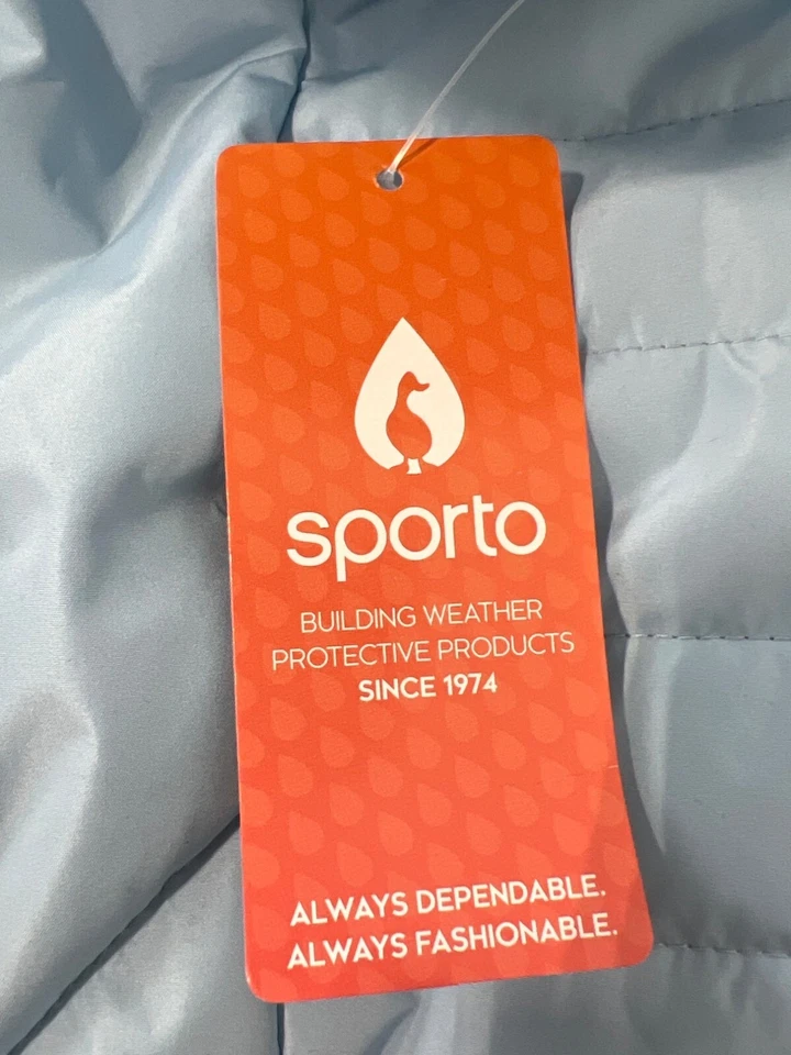 Abrigo largo acolchado resistente al agua Sporto Daisy talla 3X capucha extraíble azul NUEVO Foto 4 de 4