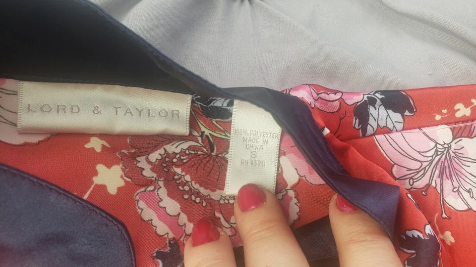 Chaqueta kimono recortada asiática de poliéster roja para mujer Lord & Taylor talla S nueva con etiquetas Foto 2 de 4