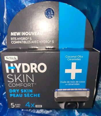 ScHICK Hydro Skin Comfort Dry Skin 5 Bladed Cartridges Sealed Box of 4 Refills