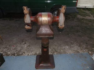 Old Vintage Bench Grinder With Pedestal 240 Volt Made In England