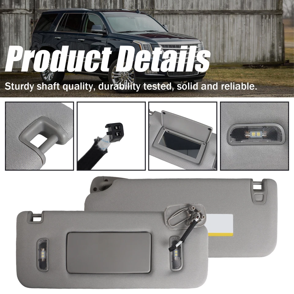 Right Passenger Side Sun Visor with Lighted for 15-19 GMC Sierra 1500 2500 3500 - Image 2 of 4