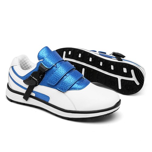 Zapatos de golf profesionales de cuero genuino impermeables antideslizantes para hombre - Imagen 11 de 20