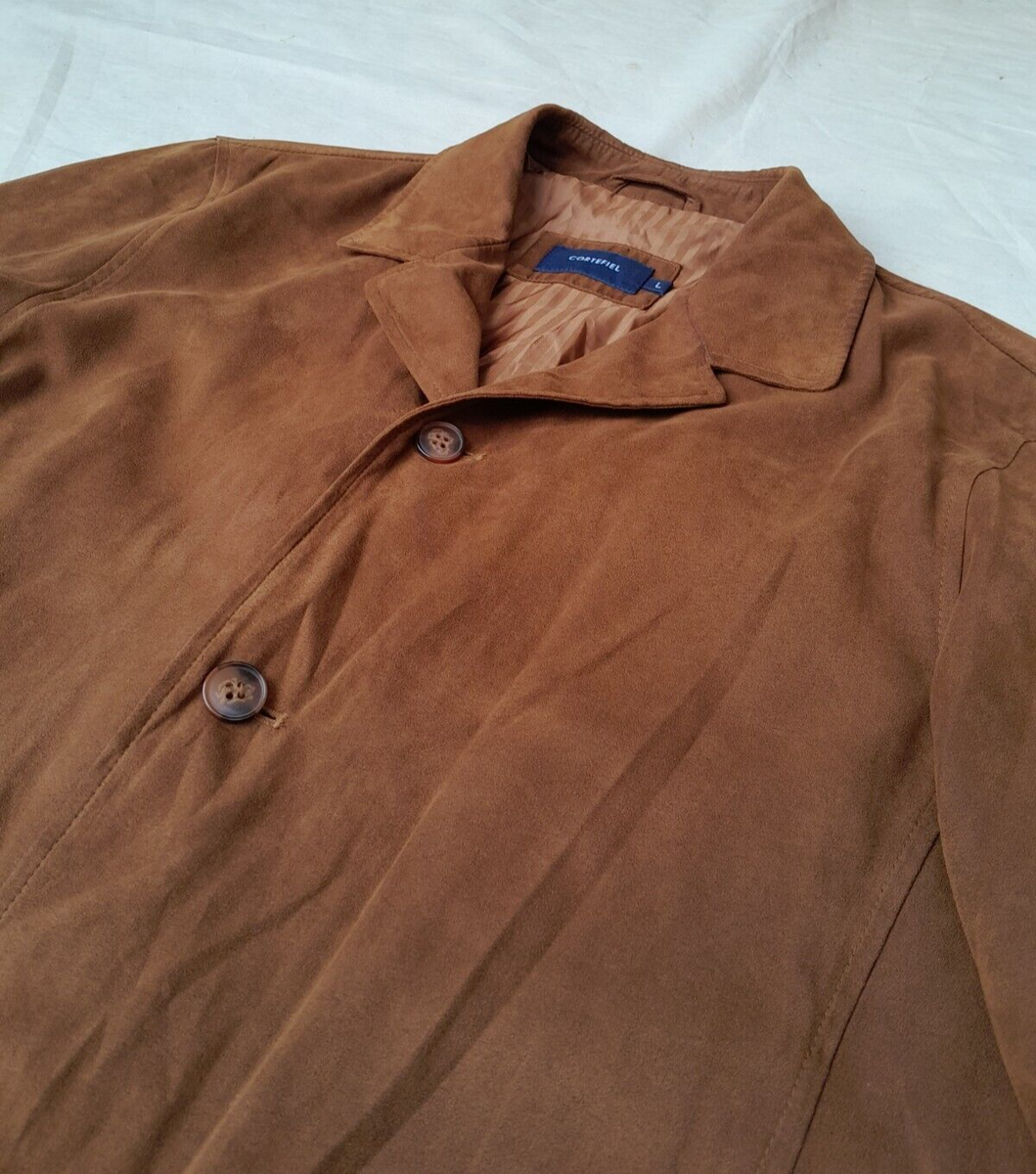 Cortefiel Jacket Mens Large Tan Brown Vegan Suede