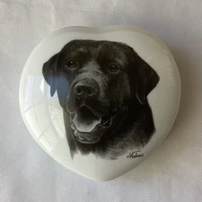 VTG Vladimir Porcelain Trinket Box, Black Lab., General A.M. Gray USMC Estate