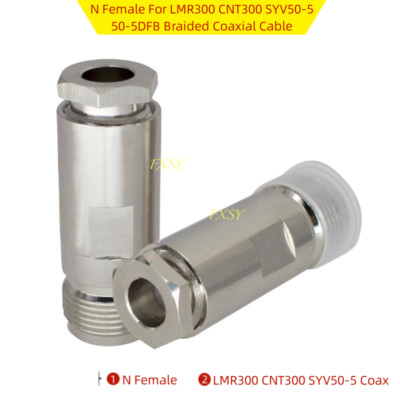 2Pcs N Female Connector For LMR300 CNT300 SYV50-5 50-5DFB Braided Coaxial Cable