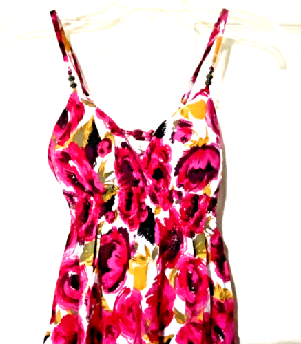 $34 Derek Heart XS Pink Floral Dress Womens Spaghetti Strap Baby Doll Fuschia - Picture 3 of 6