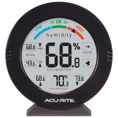 AcuRite Humidity Monitor Indoor Temperature Alarm High/Low Programmable Tabletop