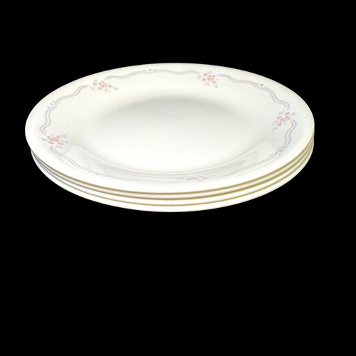 Corelle ENGLISH BREAKFAST Bread Cake Snack Dessert Plates 6 3/4" Pink Blue Set 4 - Picture 18 of 18