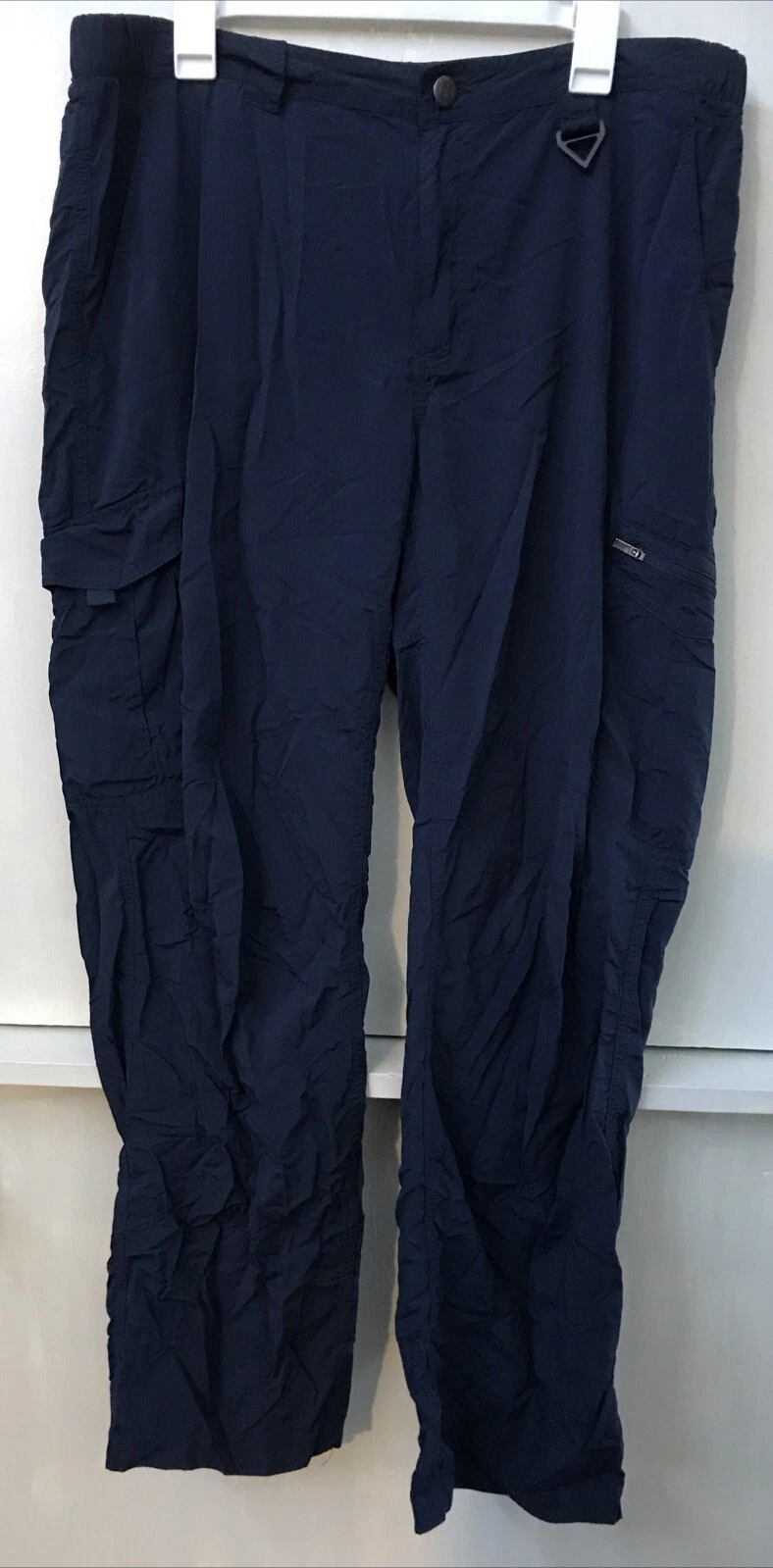 Columbia PFG Nylon Cargo Pants Mens Navy Blue Lightweight Hiking Outdoor 38W 32L