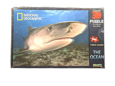 National Geographic Super 3D Puzzle The Ocean Tiger Shark 500 Pieces NEW Sealed