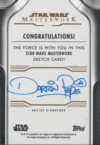 Tarjeta de boceto de Star Wars Masterwork 2021, Darrin Pepe 1/1 - Imagen 2 de 2