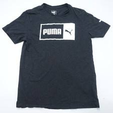 Puma T-Shirt Men's Medium Black Logo Graphic Crew Neck Short Sleeve Pullover