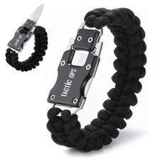 Mini Folding Paracord Knife Bracelet - Every Day Carry EDC (Black)