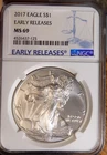 AMERICAN SILVER EAGLE 2017 NGC MS 69 1 TROY OZ SILVER BLAST WHITE EARLY RELEASE