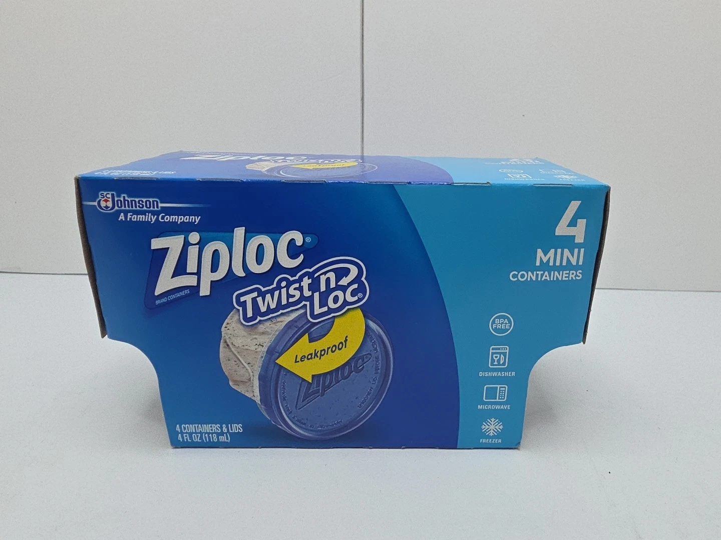 NEW Ziploc Twist n Loc Lock 4 Pack Mini Round Plastic Containers & Lids 4oz