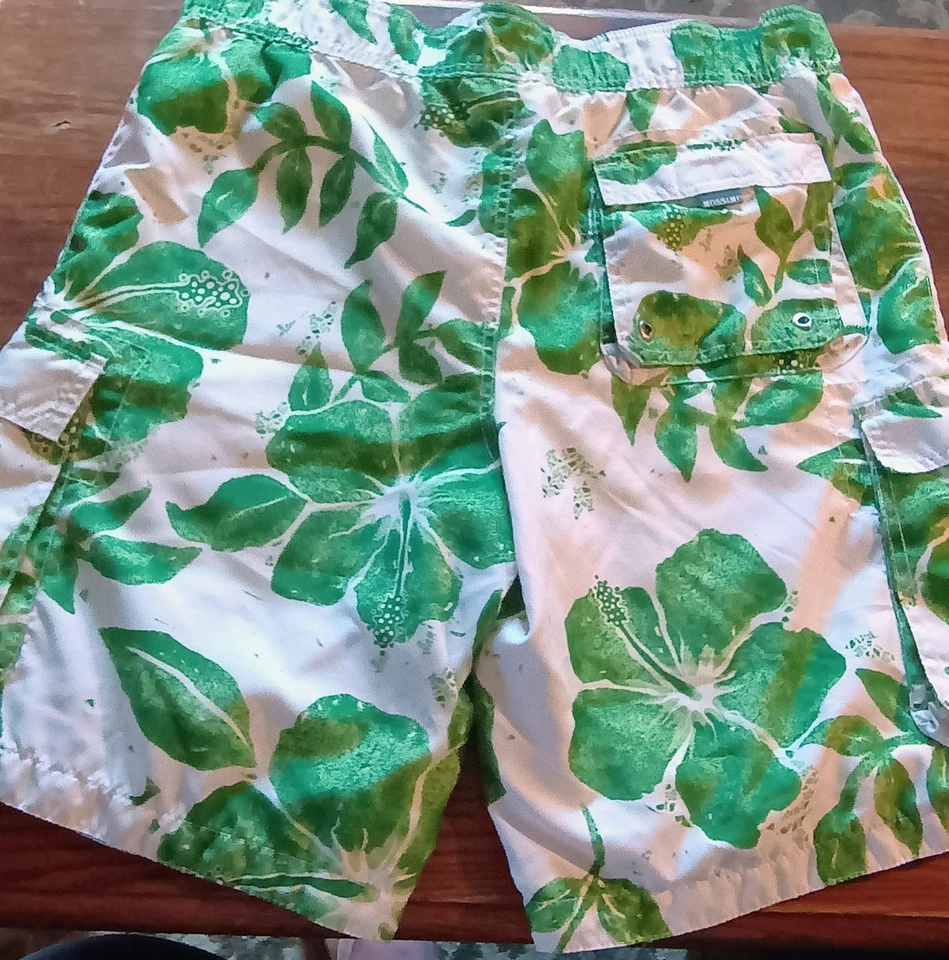 Men's Medium Mossimo Supply Co. Netted Swim Trunks Palm Leaves Multiple Pockets - Image 2 of 4