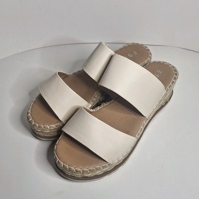 ESprit Womens Size 7.5 Katalina Wedge Beige Tan Strappy Faux Leather Sandals