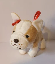 2002 Gymboree Bulldog Plush Tan Dog Purse Red Handle 10" Preowned