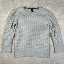 Gap Stretch Sweater Women's Size Medium Gray Cable Knit Pullover Sweater Preppy