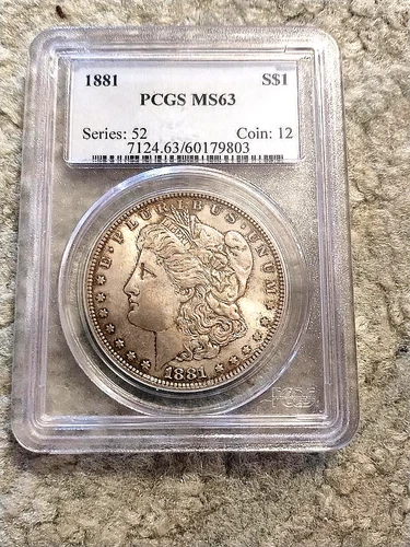 1881 MORGAN DOLLAR $1 PCGS MS 63 ORIGINAL LIGHT TONING