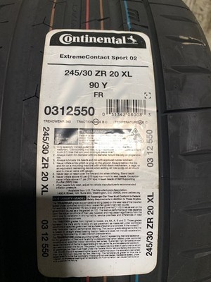 2 New 245 30 20 (90Y) Continental Extreme Contact Sport-02 Summer Tires