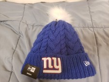 New Era New York Giants Womens Cable Knit Beanie Pom Hat Blue NFL NEW 