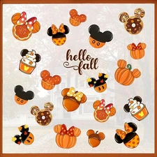 Mfault Hello Fall Window Clings 4 Sheets, Autumn Pumpkin Mouse 