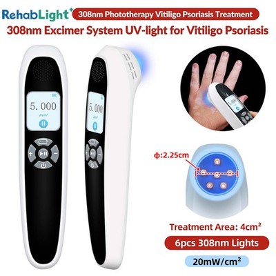 308nm Excimer Lamp Rechargeable UVB Light Unit 6 Diode 4cm² Light Panel Home Use