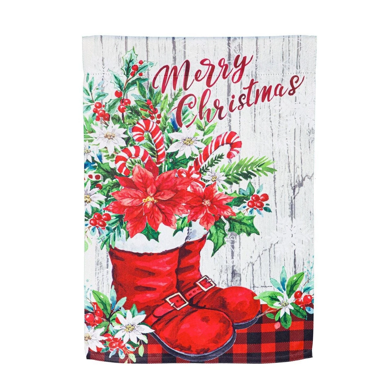 Evergreen Welcome Santa Boots Garden Flag - Thumbnail 2