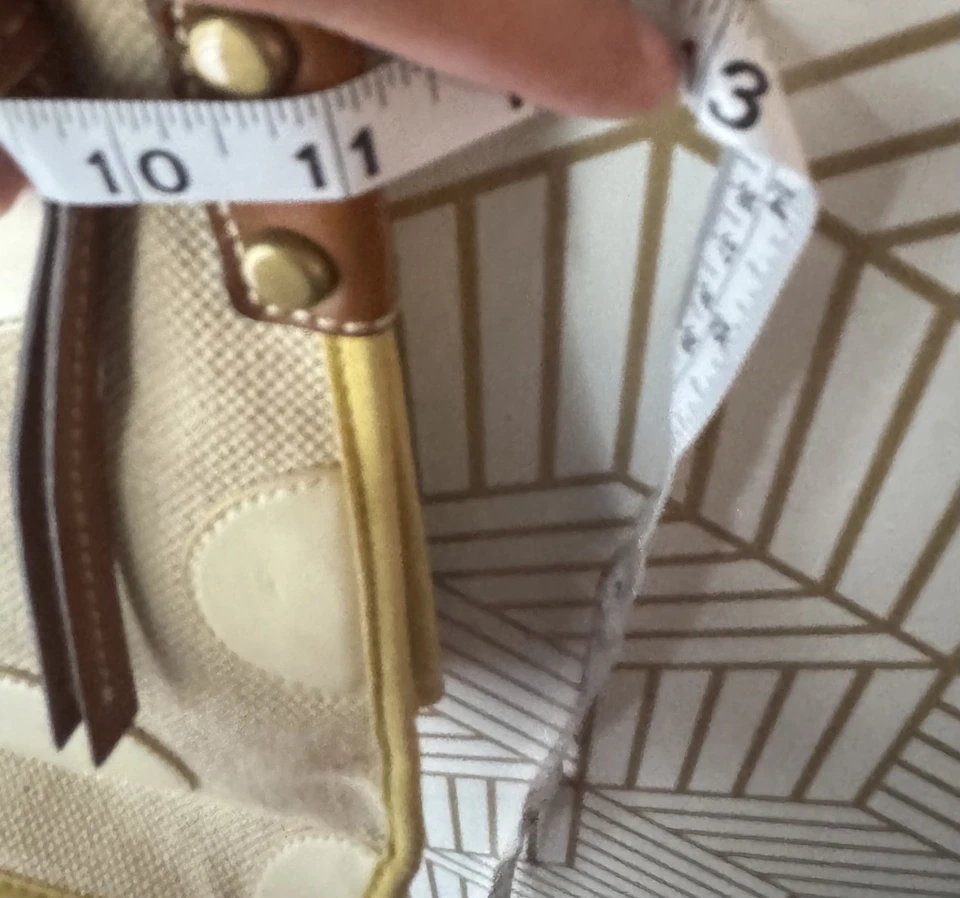 Fossil女式天然帆布斜挎包米色白色专利圆点 — 第 3/4 张图片