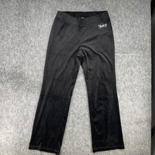 Juicy Couture Lounge Pants Womens Medium Black Velour Rhinestone Logo Track Y2K
