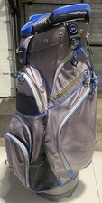 Bag Boy Gray, Black,  Blue 15 Way Cart Golf Bag With Rain Cover USED FREE SHIP