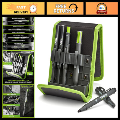 5-Piece Deep Hole Carpenter Pencil Set & Marking Pens, Heavy Duty, Clog-Free, St