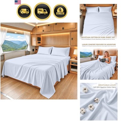 100% Egyptian Cotton Sheets RV King Size   600 Thread Count Sheets Set, Soft,...