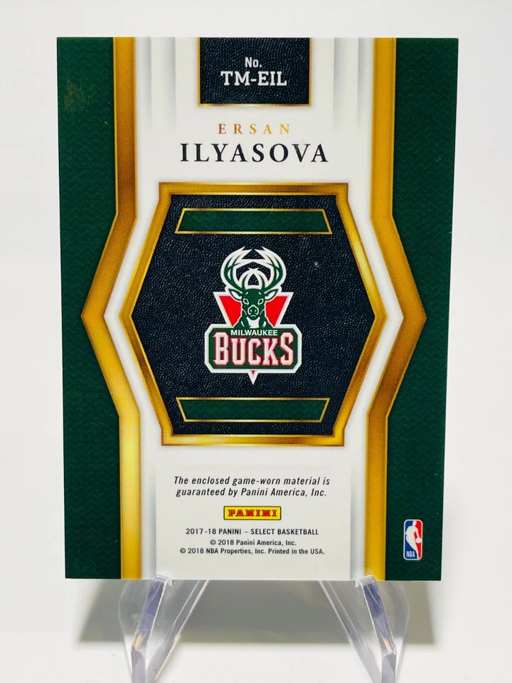 ERSAN ILYASOVA 2017-18 Select THROWBACK MEMORABILIA Game Used JERSEY Patch BUCKS - Image 2 of 2