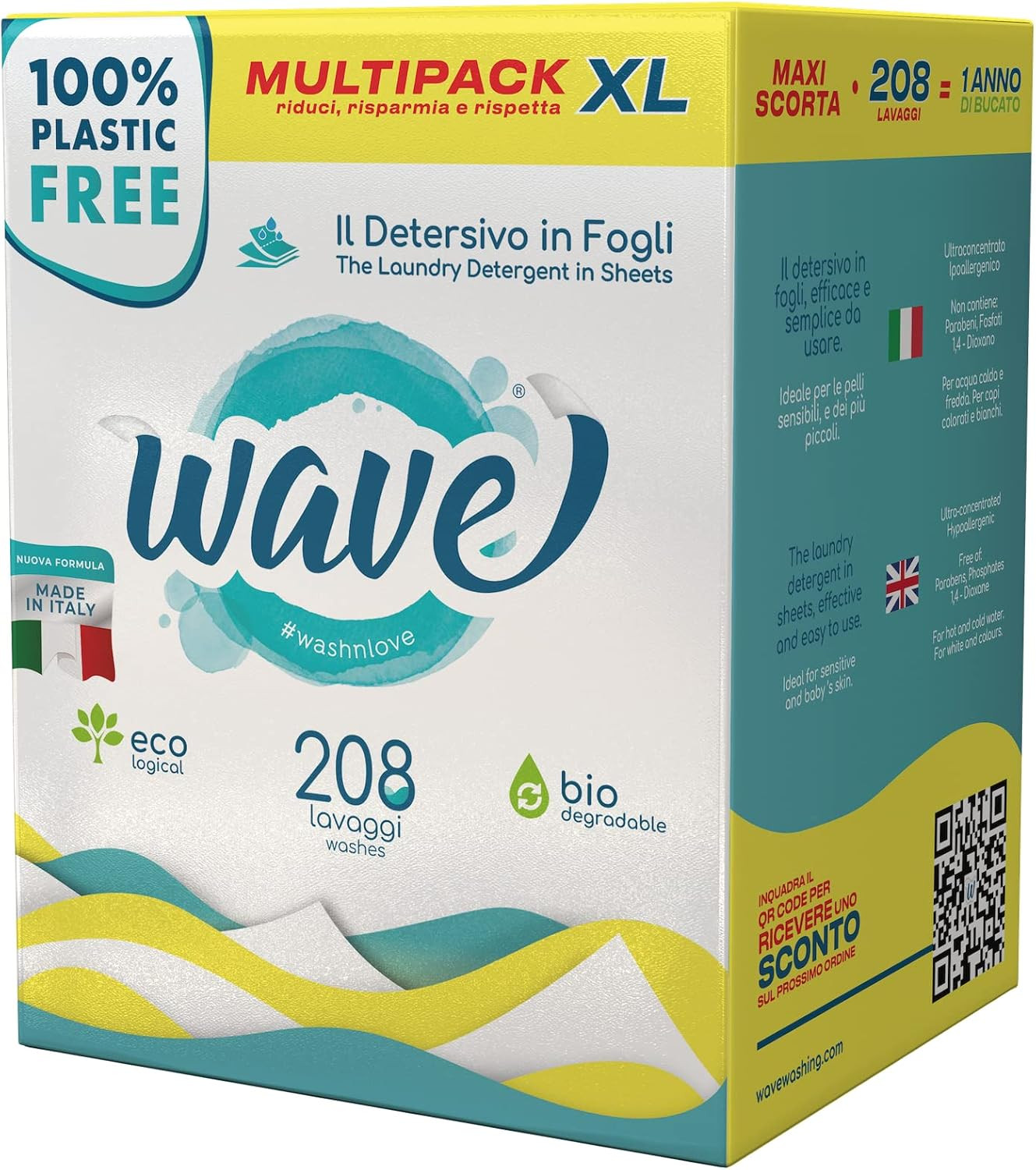 Detersivo in Fogli Wave Classic Multipack XL - Ecologico 208 Lavaggi