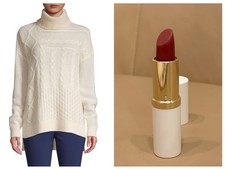 Saks Fifth Avenue Women  s 100 Cashmere Sweater Size S  Est e Lauder Lipstick