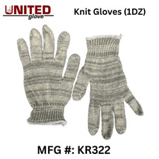 12 PAIR 1 DOZEN STRING KNIT GLOVES - Multi-Color, Large, United Glove KR322